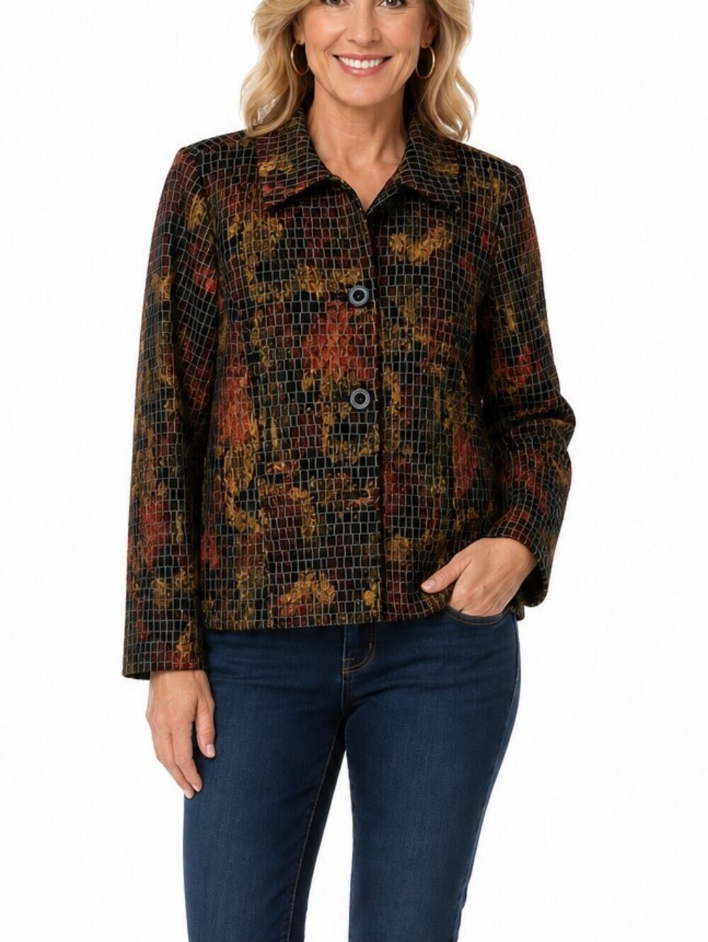 CHRISTOPHER & BANKS Multicolor Pattern Jacket. Like New.